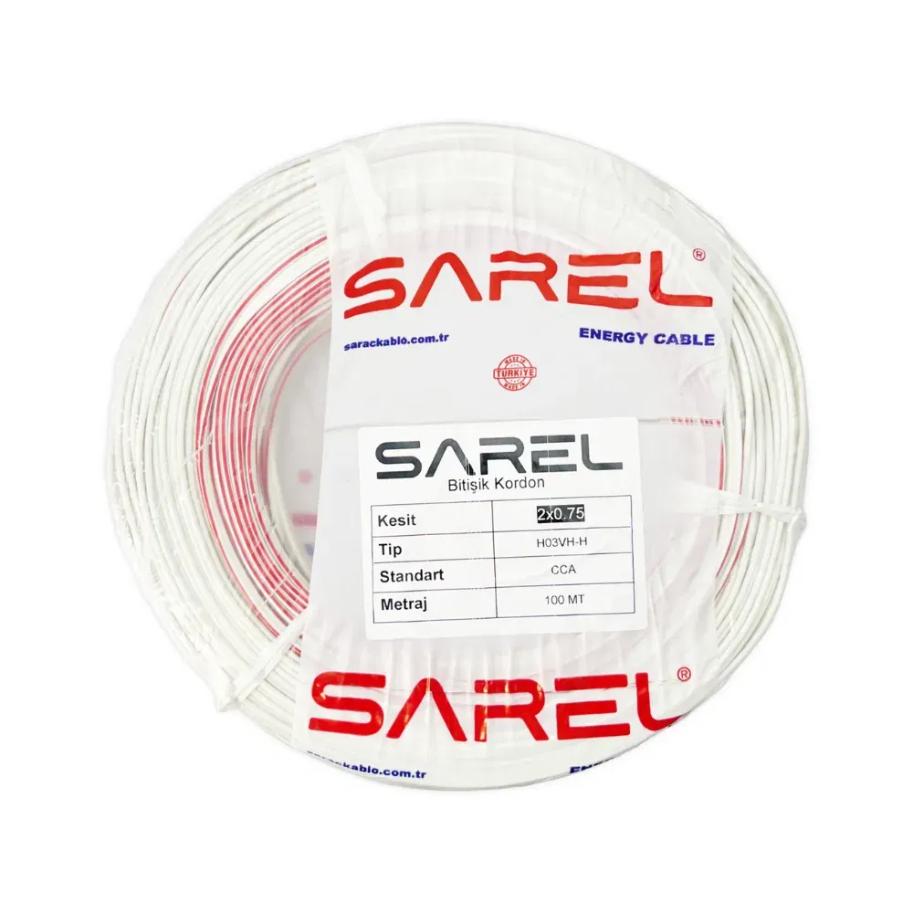 Sarel 2x0,75 mm Kordon Hoparlör Kablosu Cca-100m (Beyaz) - 1