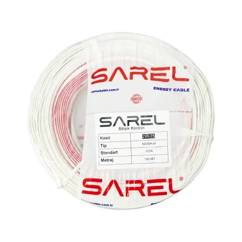 Sarel 2x0,75 mm Kordon Hoparlör Kablosu Cca-100m (Beyaz) - SAREL