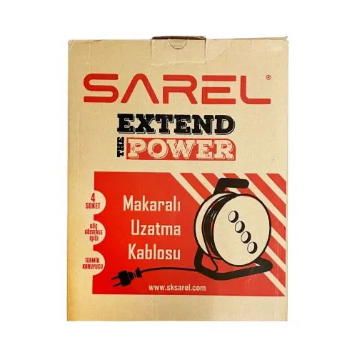 Sarel Termal Sigortalı Siyah Kablo Mavi Makaralı Uzatma Kablosu (50m 3X2,5 mm Kablolu) - 4