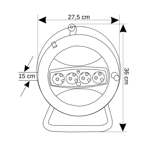 Sarel Termal Sigortalı Siyah Kablo Mavi Makaralı Uzatma Kablosu (50m 3X2,5 mm Kablolu) - 3