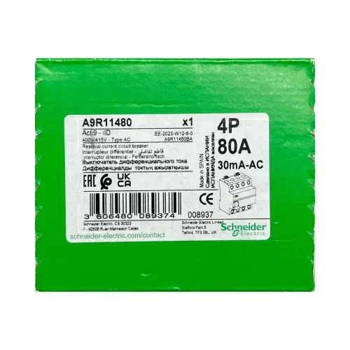 Schnider 4x80A 30mA Kaçak Akım Rölesi A9R11480 - 4