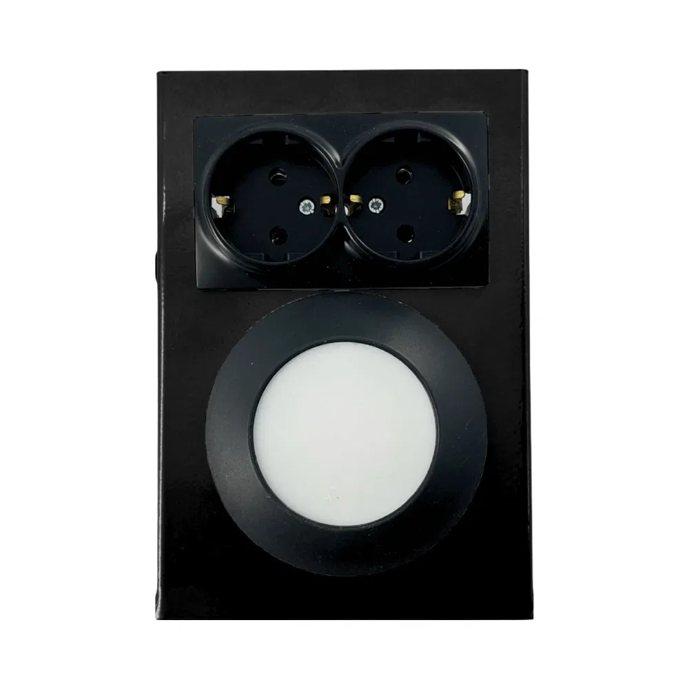 Erva Siyah Tezgah Altı 2'li Priz ve Spot Armatür 6500K (Beyaz) - 1