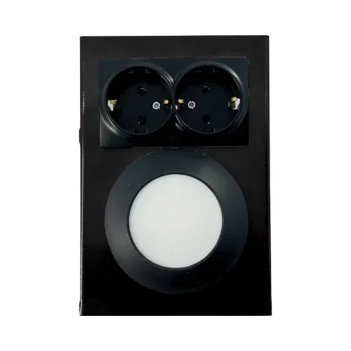 Erva Siyah Tezgah Altı 2'li Priz ve Spot Armatür 6500K (Beyaz) - 1