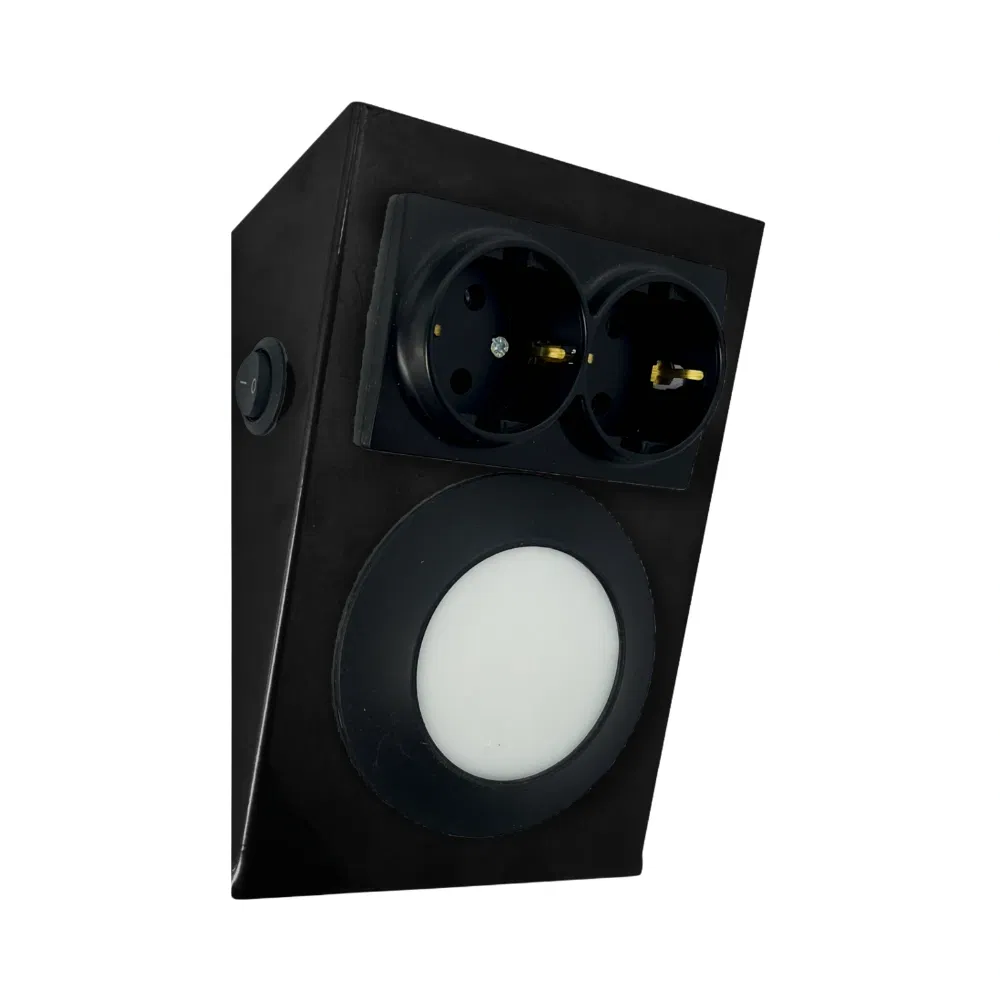 Erva Siyah Tezgah Altı 2'li Priz ve Spot Armatür 6500K (Beyaz) - 2