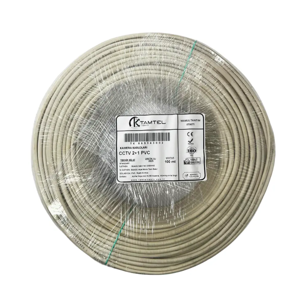 Tamtel 2+1 Cctv 2X0,50 mm Kamera Kablosu Bakır-100m - 1