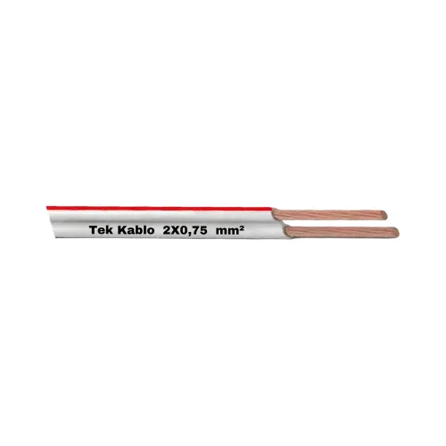 Tek 2X0,75 mm Kordon Kablo Bakır-1m (Beyaz) - TEK
