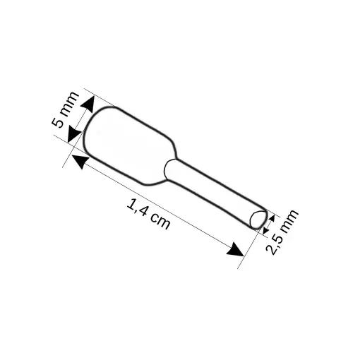 Terminalsan 2,5mm Gri İzoleli Kablo Yüksüğü Tek Girişli-1Ad. - 2