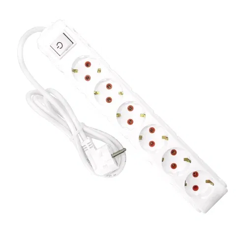 Ufo 6'lı Akım Korumalı Grup Priz 1,5m. Kablolu (Beyaz) - 1