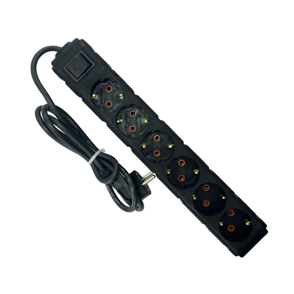 Ufo 6'lı Akım Korumalı Grup Priz 1,5m. Kablolu (Siyah) - 1