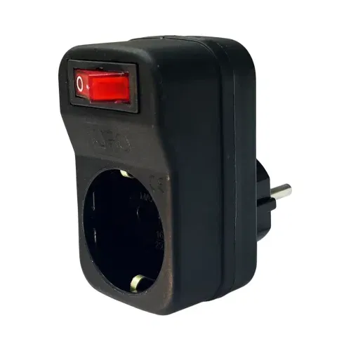 Ufo Akım Korumalı Anahtarlı Tekli Priz (Siyah) - 1
