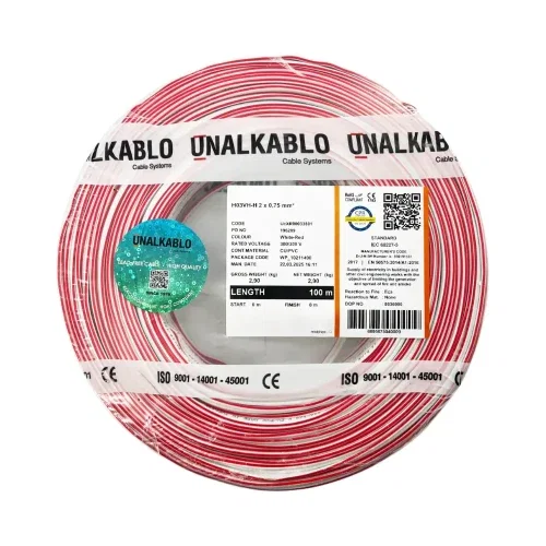 Ünal 2X0,75 mm Kordon Kablo Bakır-100m (Beyaz) - Ünal