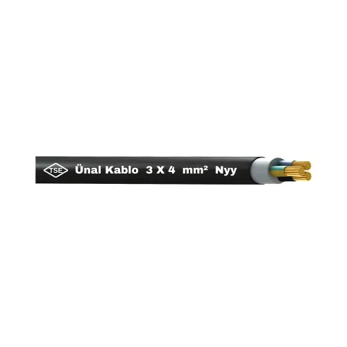 Ünal 3X4 mm NYY (Yeraltı) Kablo-1m - Ünal