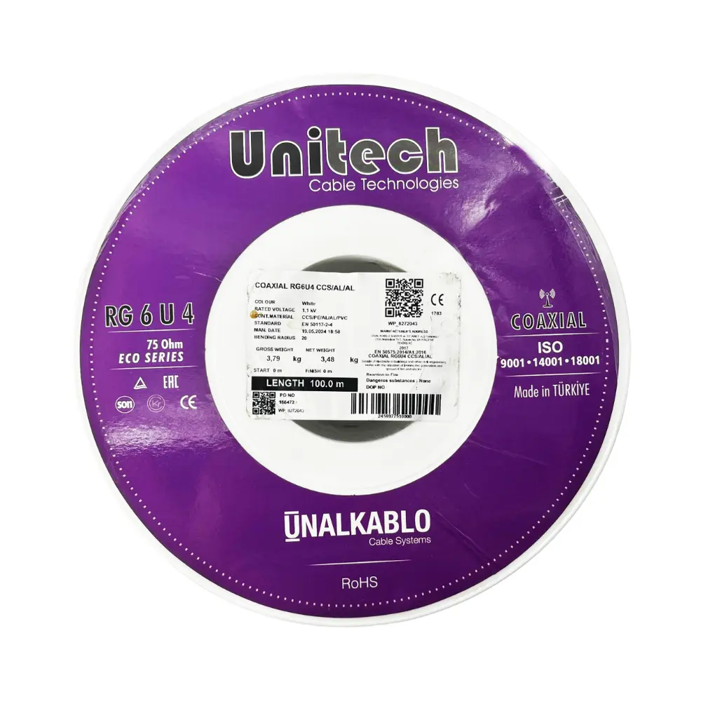 Ünal RG6 U4 72 Tel Ccs-Al-Al Tv Kablosu-100m - 2