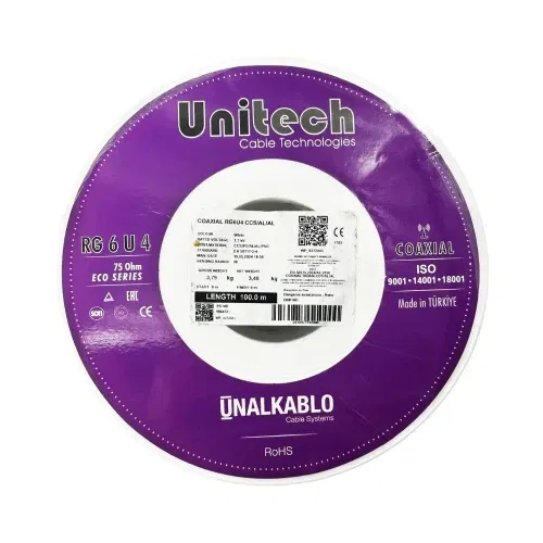 Ünal RG6 U4 72 Tel Ccs-Al-Al Tv Kablosu-100m - 2