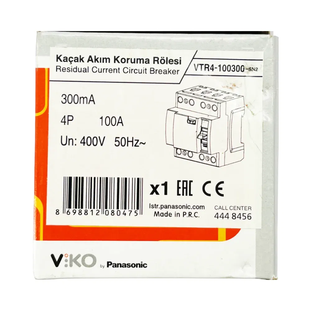 Viko 4x100A 300mA Trifaze Kaçak Akım Rölesi VTR4-100300 - 4