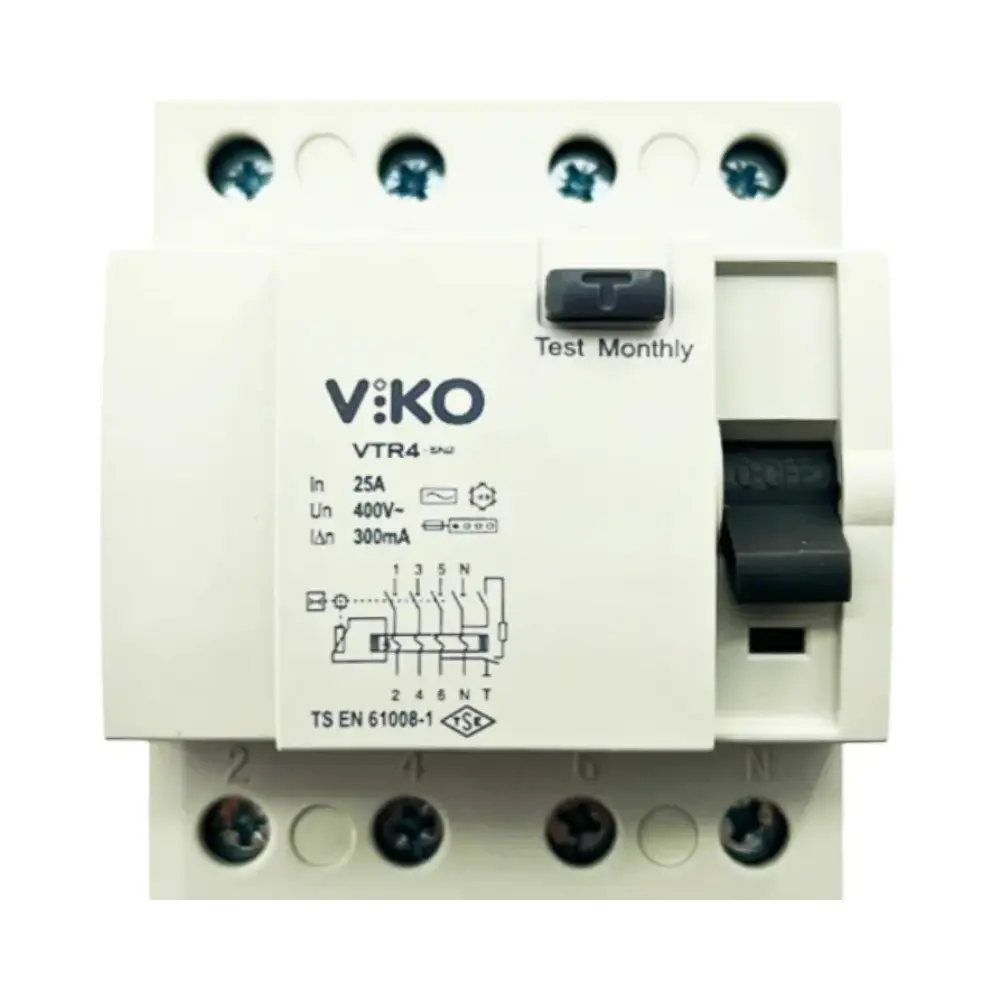 Viko 4x25A 300mA Trifaze Kaçak Akım Rölesi VTR4-25300 - 1