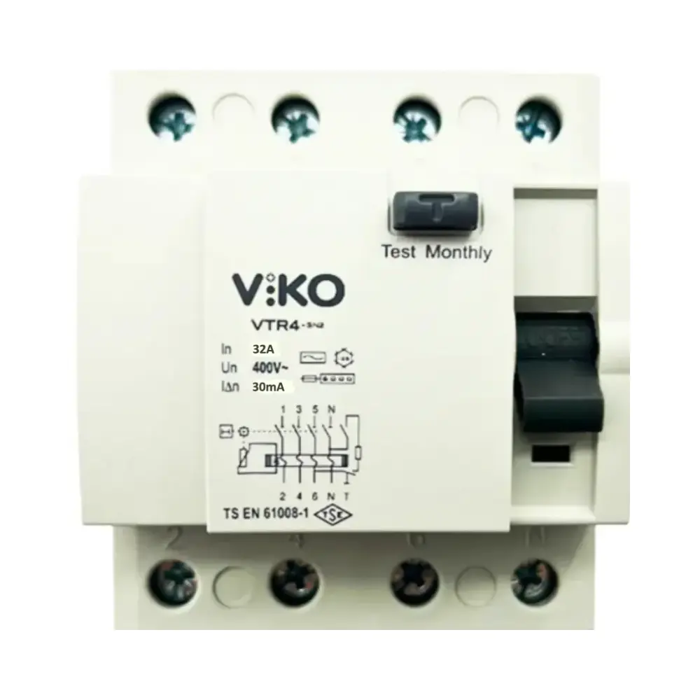 Viko 4x32A 30mA Trifaze Kaçak Akım Rölesi VTR4-3230 - 1