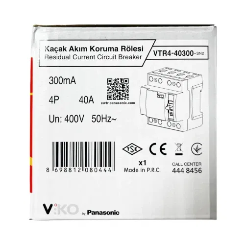 Viko 4x40A 300mA Trifaze Kaçak Akım Rölesi VTR4-40300 - 4