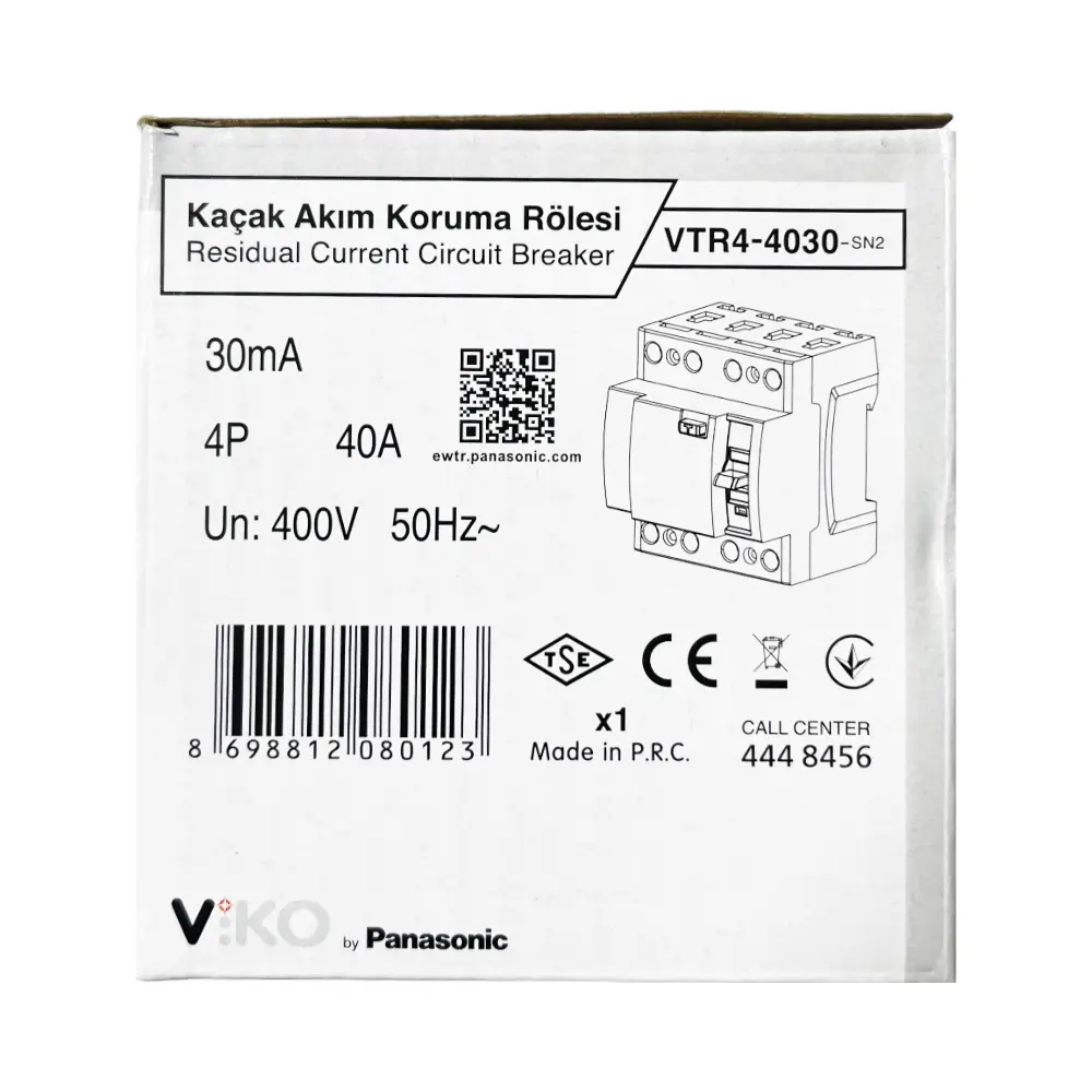Viko 4x40A 30mA Trifaze Kaçak Akım Rölesi VTR4-4030 - 4