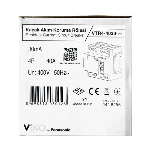 Viko 4x40A 30mA Trifaze Kaçak Akım Rölesi VTR4-4030 - 4