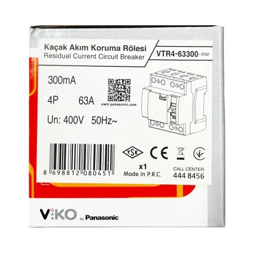 Viko 4x63A 300mA Trifaze Kaçak Akım Rölesi VTR4-63300 - 4