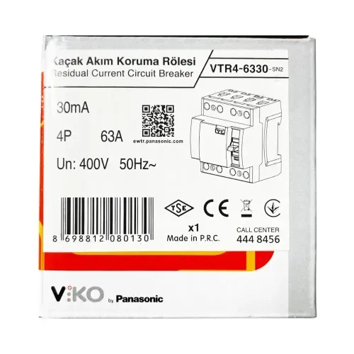 Viko 4x63A 30mA Trifaze Kaçak Akım Rölesi VTR4-6330 - 4