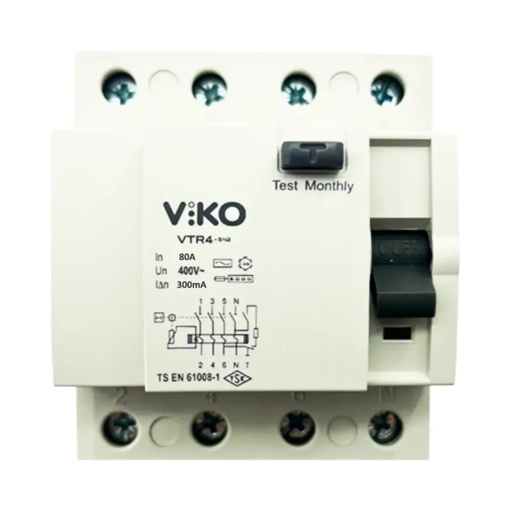 Viko 4x80A 300mA Trifaze Kaçak Akım Rölesi VTR4-80300 - 1