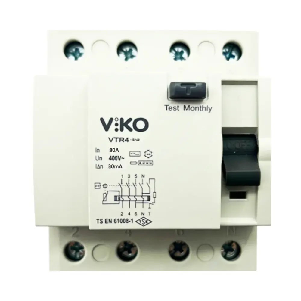 Viko 4x80A 30mA Trifaze Kaçak Akım Rölesi VTR4-8030 - 1