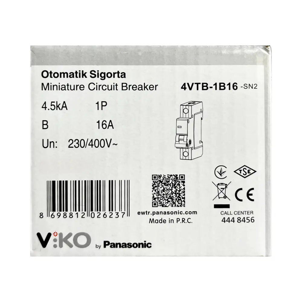 Viko B Tipi 1x16A 4,5kA Otomatik Sigorta 4VTB-1B16 - 4