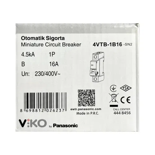Viko B Tipi 1x16A 4,5kA Otomatik Sigorta 4VTB-1B16 - 4