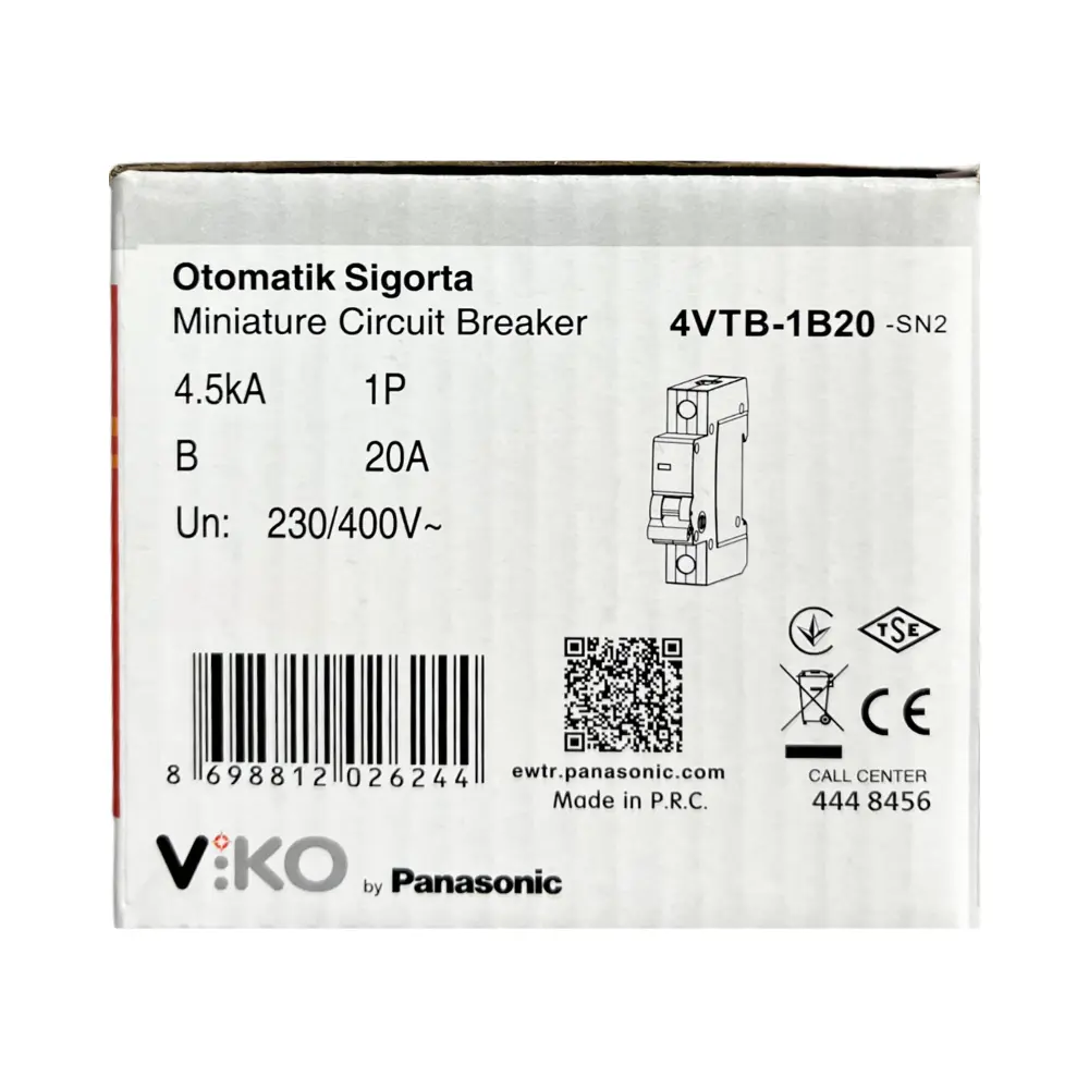 Viko B Tipi 1x20A 4,5kA Otomatik Sigorta 4VTB-1B20 - 4