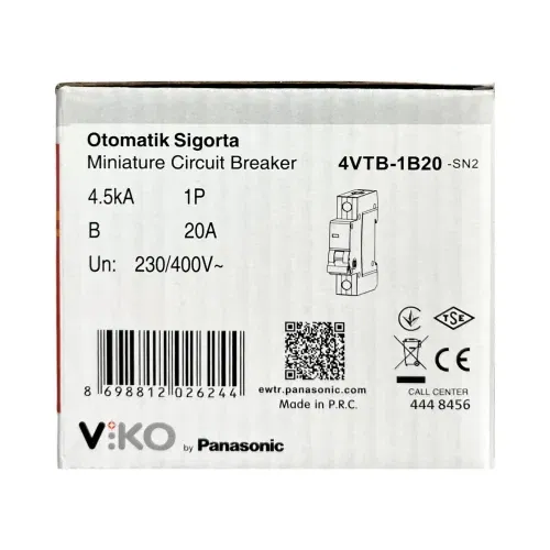 Viko B Tipi 1x20A 4,5kA Otomatik Sigorta 4VTB-1B20 - 4