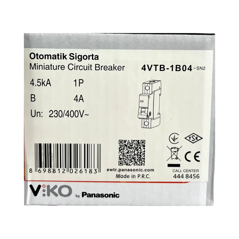 Viko B Tipi 1x4A 4,5kA Otomatik Sigorta 4VTB-1B04 - 4