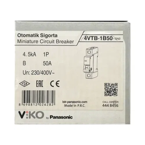 Viko B Tipi 1x50A 4,5kA Otomatik Sigorta 4VTB-1B50 - 4