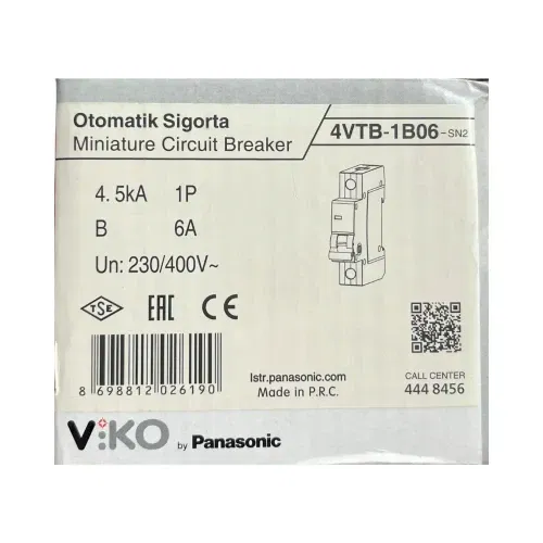 Viko B Tipi 1x6A 4,5kA Otomatik Sigorta 4VTB-1B06 - 4