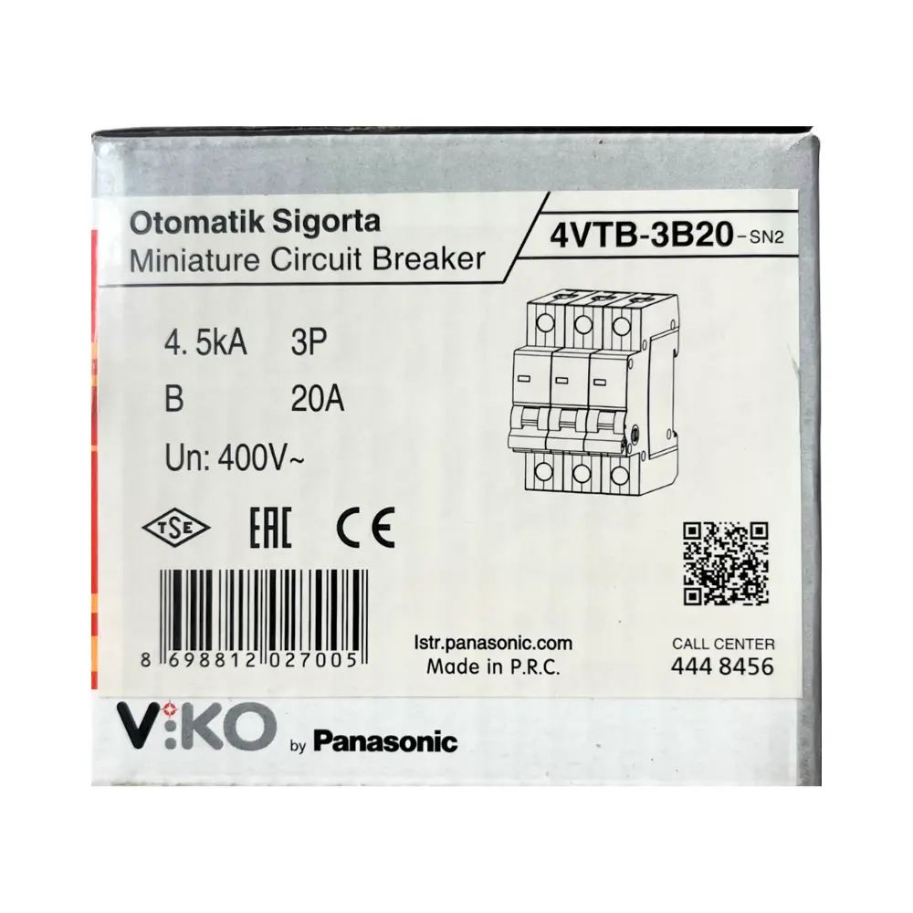 Viko B Tipi 3x20A 4,5kA Otomatik Sigorta 4VTB-3B20 - 4