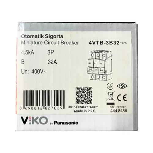 Viko B Tipi 3x32A 4,5kA Otomatik Sigorta 4VTB-3B32 - 4