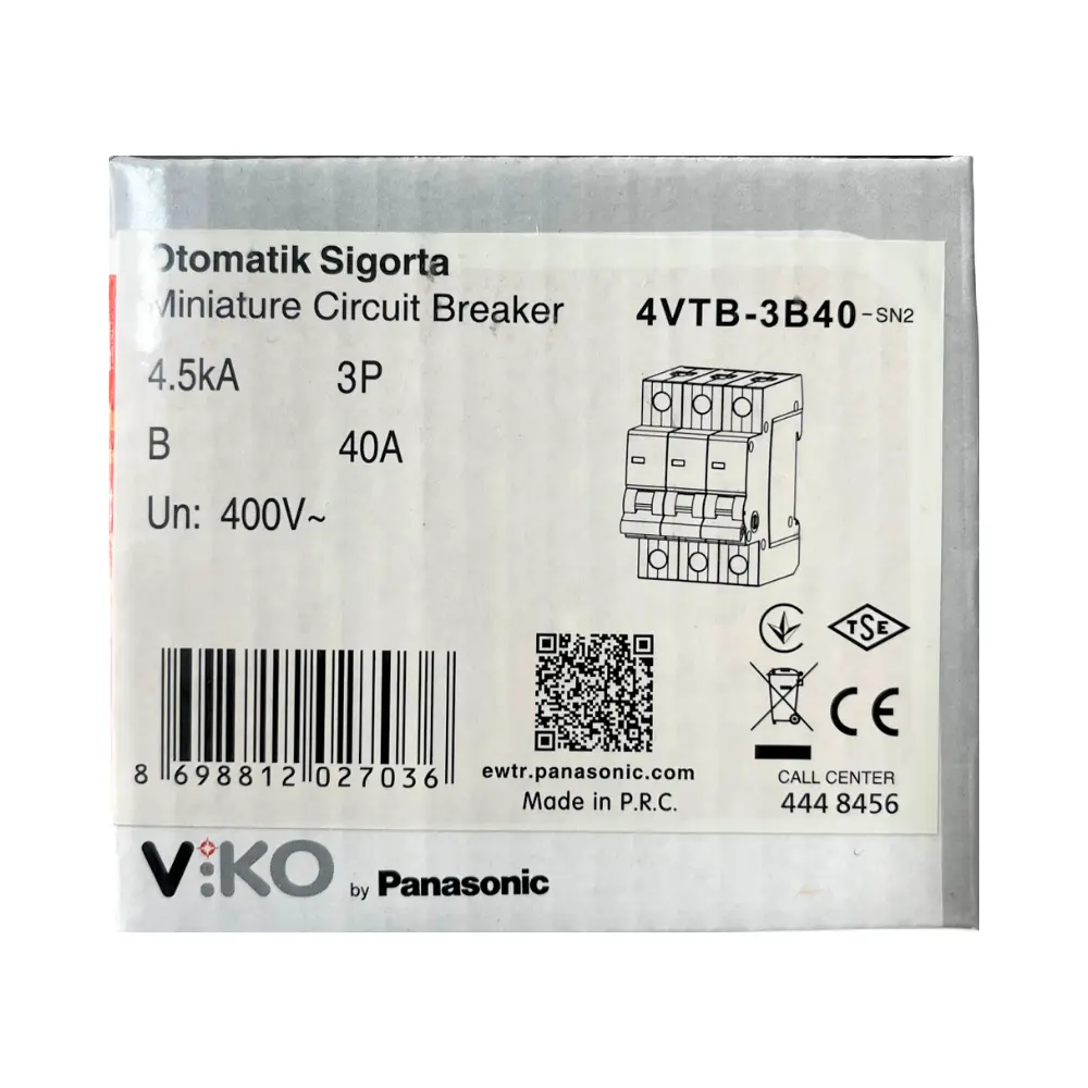 Viko B Tipi 3x40A 4,5kA Otomatik Sigorta 4VTB-3B40 - 4