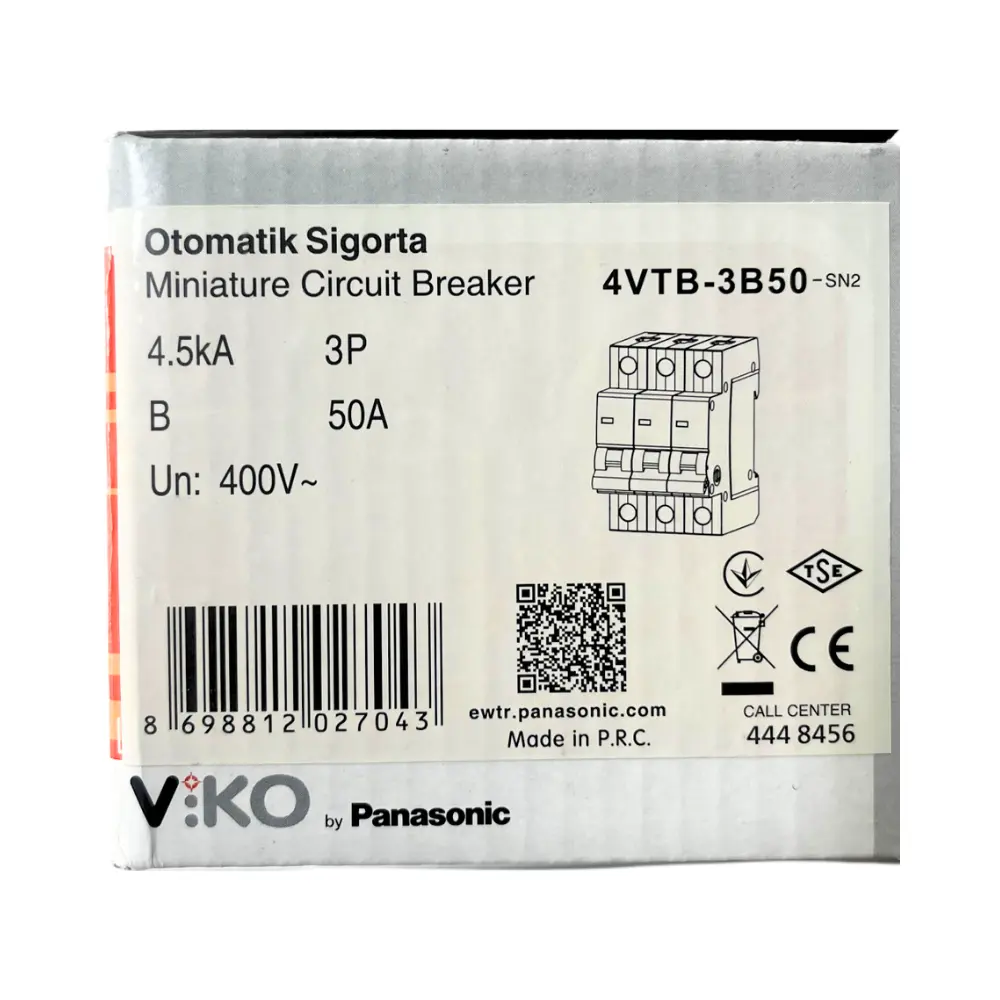 Viko B Tipi 3x50A 4,5kA Otomatik Sigorta 4VTB-3B50 - 4