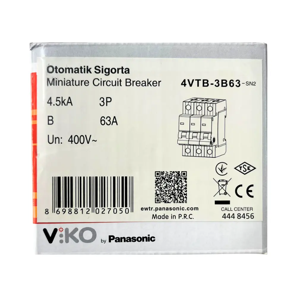 Viko B Tipi 3x63A 4,5kA Otomatik Sigorta 4VTB-3B63 - 4