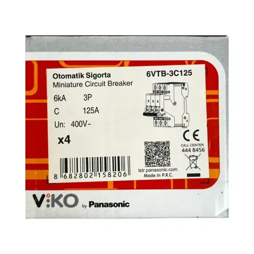 Viko C Tipi 3x125A 6kA Otomatik Sigorta 6VTB-3C125 - 4