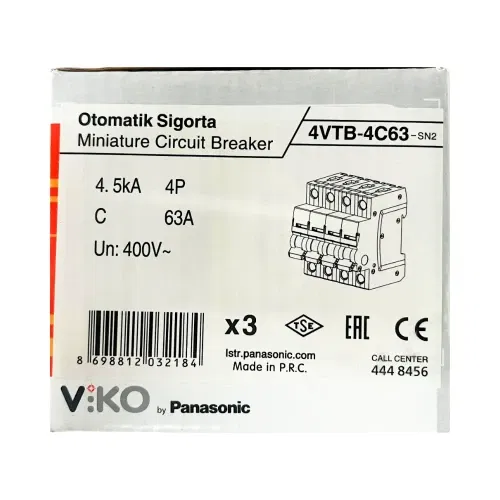 Viko C Tipi 4x63A 4,5kA Otomatik Sigorta 4VTB-4C63 - 4