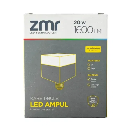 Zmr 20W Torch Kare Dekoratif T-Bulb Led Ampul E27 Duy 6500K (Beyaz) - 3
