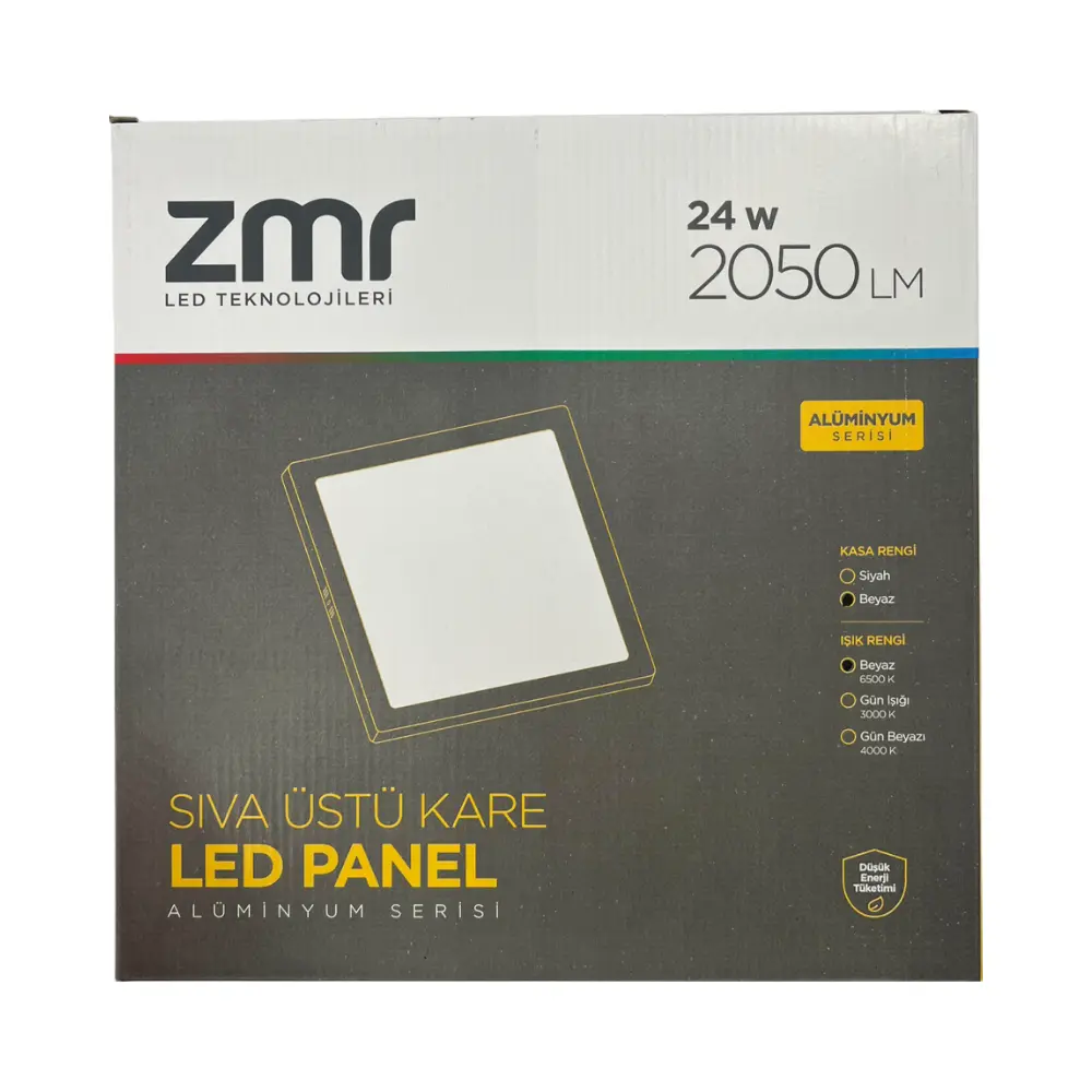 Zmr 24W Sıvaüstü Kare Panel Led Armatür 6500K (Beyaz) - 4