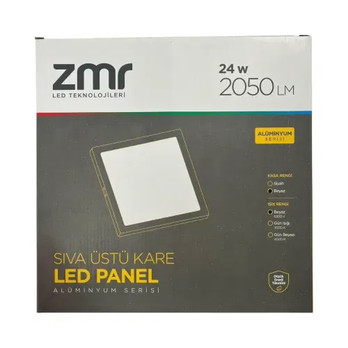 Zmr 24W Sıvaüstü Kare Panel Led Armatür 6500K (Beyaz) - 4