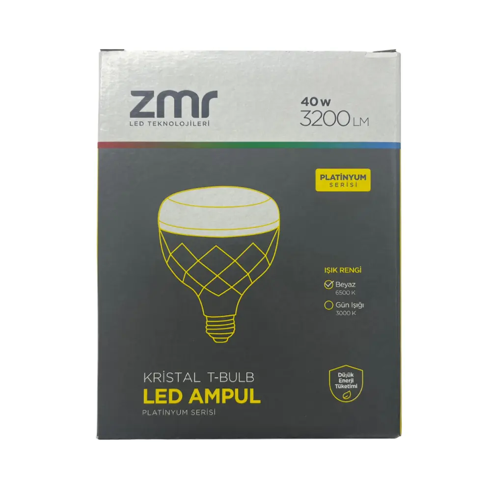 Zmr 40W Torch Kristal Camlı T-Bulb Led Ampul E27 Duy 6500K (Beyaz) - 3